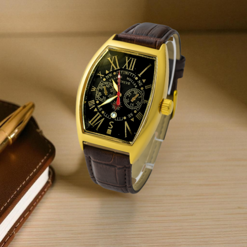 Franck Muller Casablanca Brown Strap Golden Bezel Black Dial