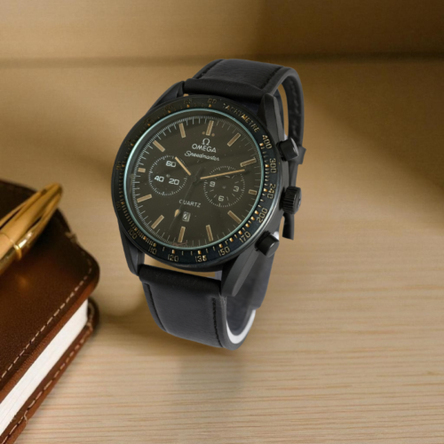 Omega Railmaster Black Strap Black Bezel Black Dial