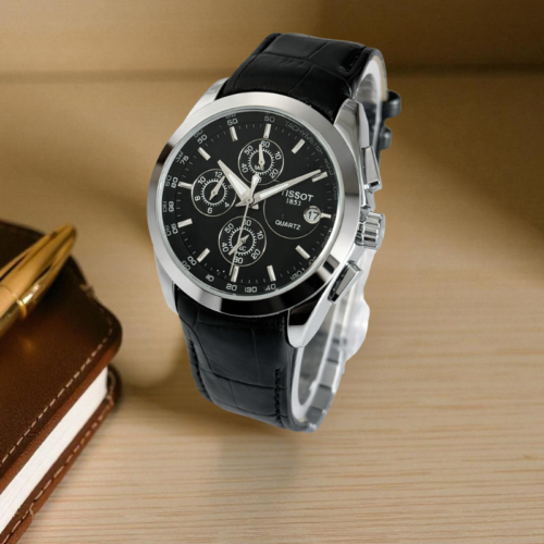 Tissot 1853 Black Leather Strap (Chronographs)