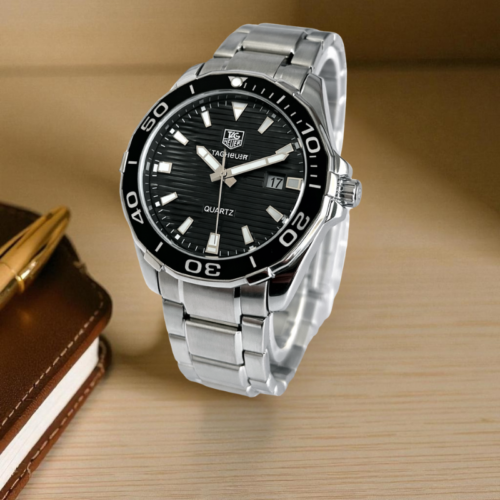 TAG Heuer Aquaracer Silver Chain Black Bezel Black Dial