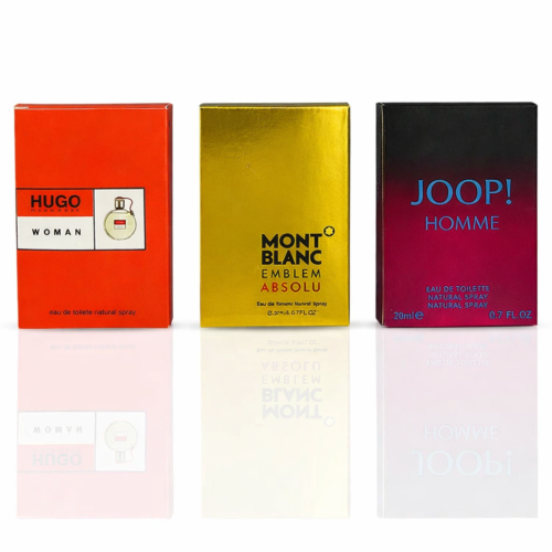 Pack of 3 Testers (Hugo Boss Women, Mont Blanc Emblem Absolu, Joop Homme)