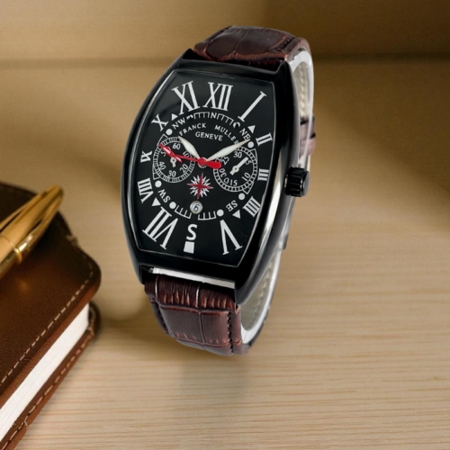 Franck Muller Casablanca Brown Strap Black Bezel Black Dial