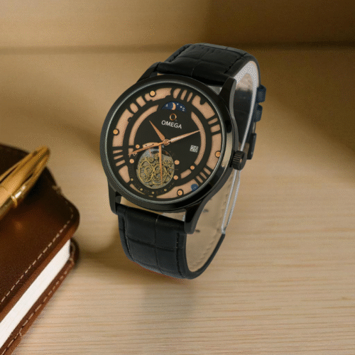 Omega Co Excel Master Black Strap Black Bezel