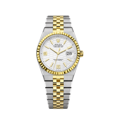 Rolex Land Dweller Dual Tone Chain Golden Bezel White Dial