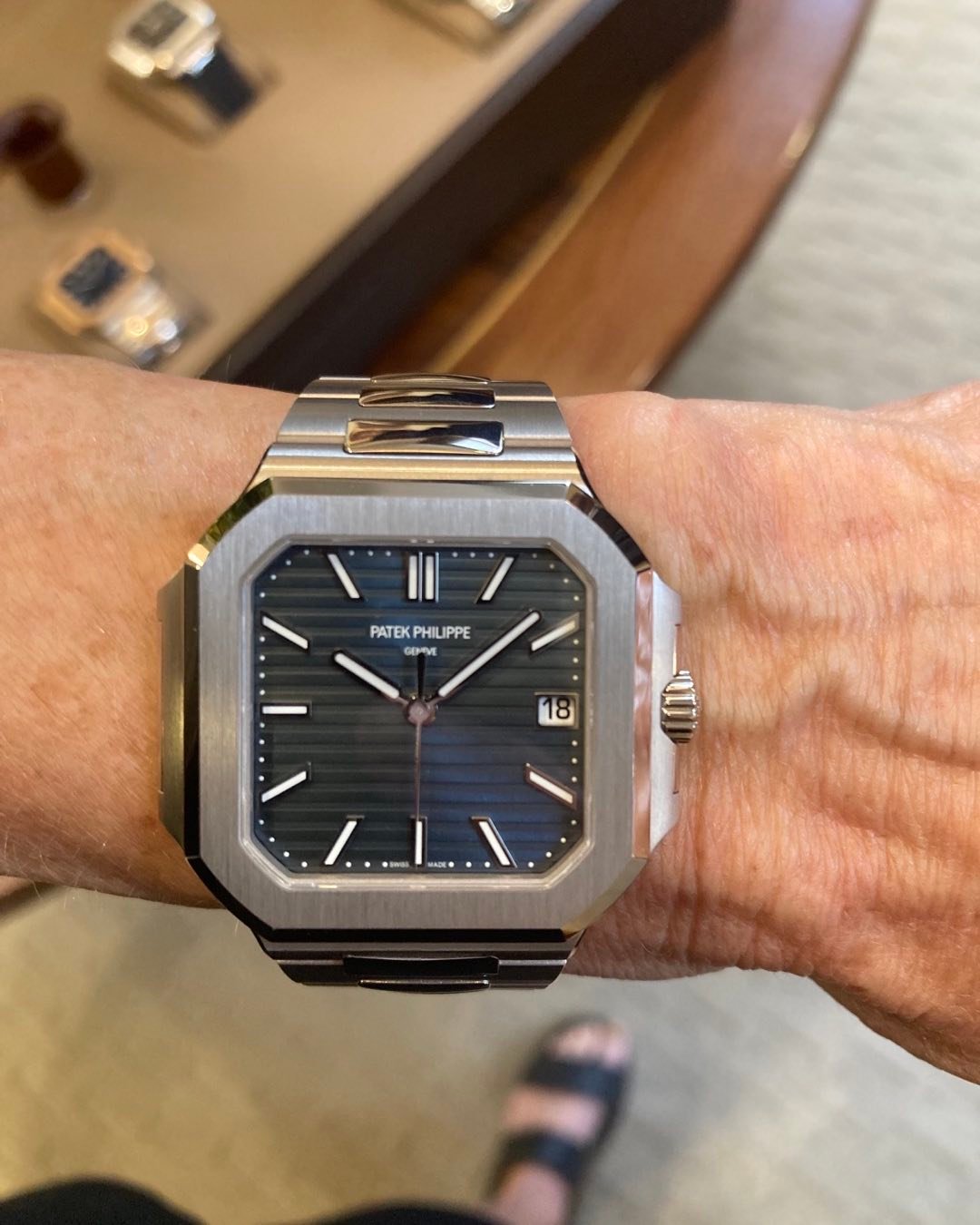 Patek Philippe Cubitus Silver Chain Silver Bezel Blue Dial photo review