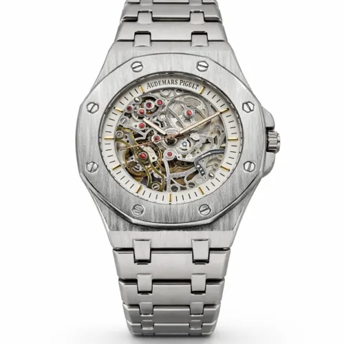Audemars Piguet Royal Oak Skeleton Silver Chain White Dial