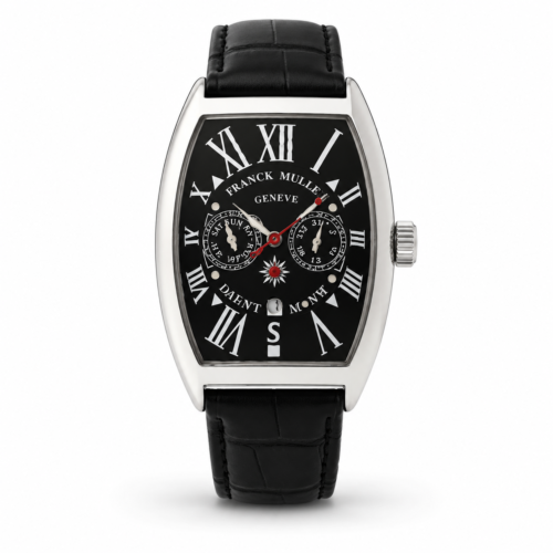 Franck Muller Casablanca Black Strap Silver Bezel Black Dial