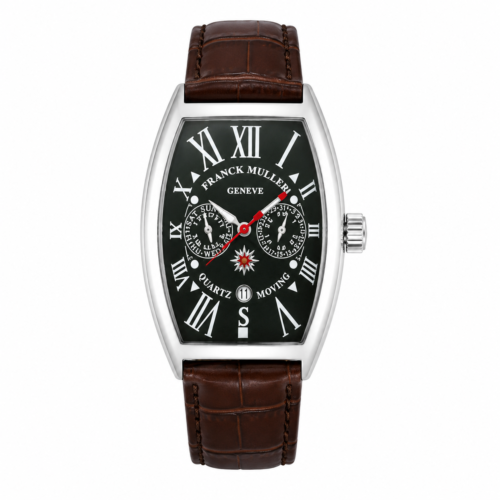 Franck Muller Casablanca Brown Strap Silver Bezel Black Dial