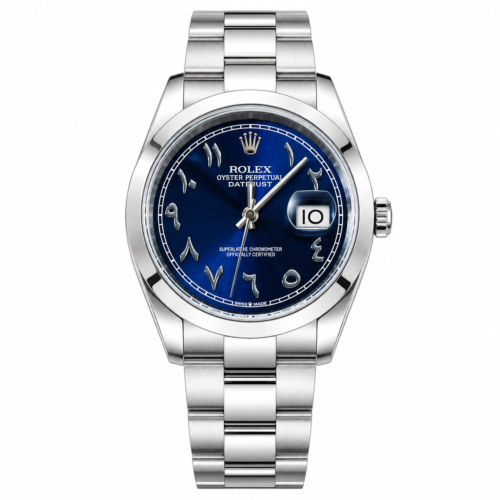 Rolex Arabic Silver Chain Silver Bezel Blue Dial