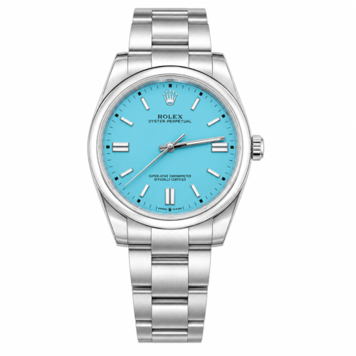 Rolex Oyster Silver Chain Silver Bezel Cloud Dial